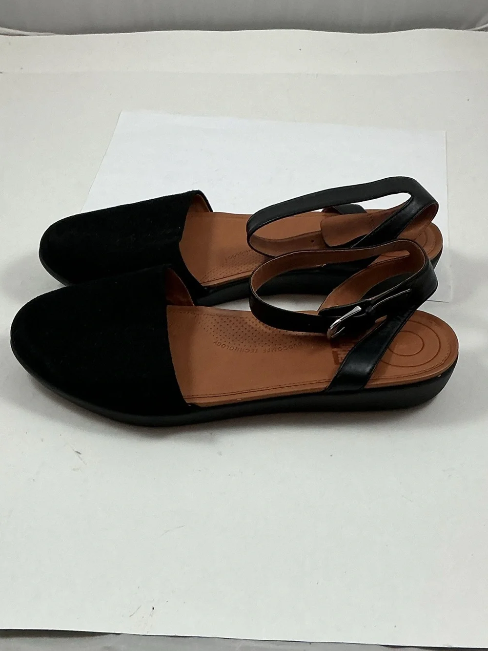 Fitflop Cova ll Black Suede Closed Toe Sandals Shoes Size 10